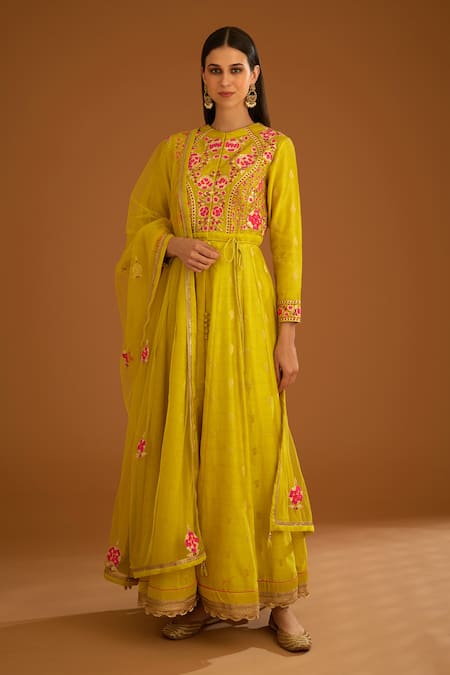 Shyam Narayan Prasad Floral Gota Work Anarkali Set 