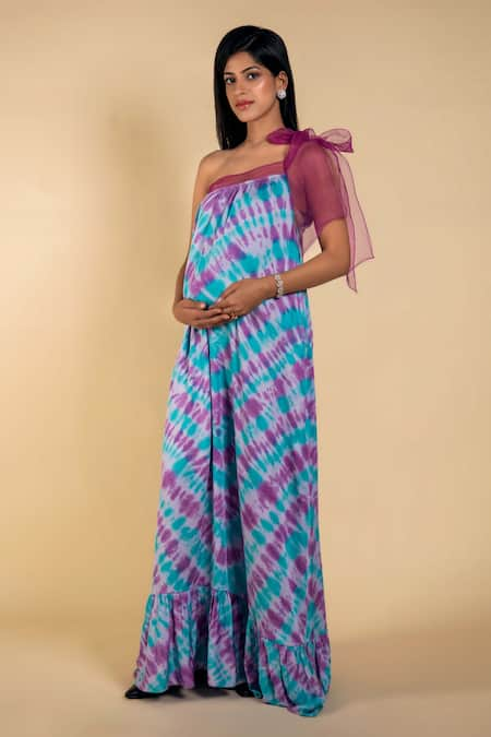 Ranng Label Tie Dye One Shoulder Dress 