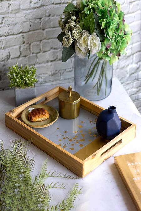 Grey on sale wooden tray