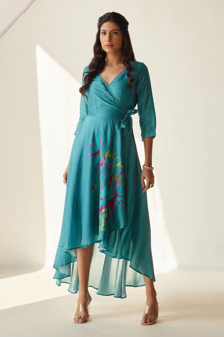 Womens silk hot sale wrap dress