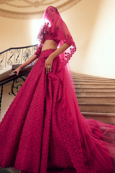 Buy Bridal Wear Red Malai Satin Lehenga With Multi Work Online
