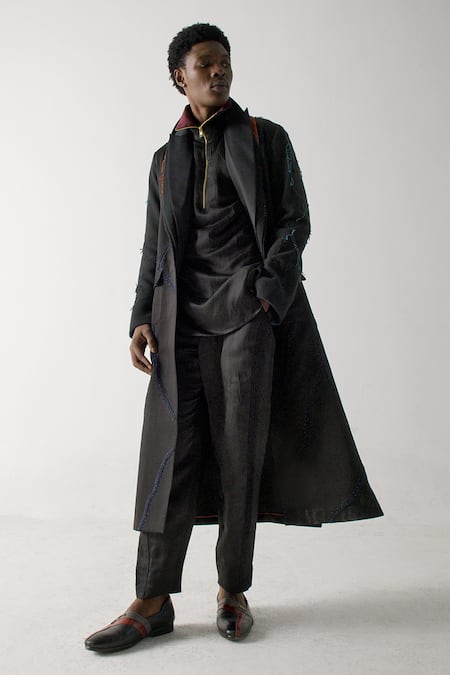 Buy Jatin Malik Black Modal, Rayon Straight Pintuck Trouser at Aza Fashions Buy_Jatin Malik_Black Modal, Rayon Straight Pintuck Trouser _at_Aza_Fashions