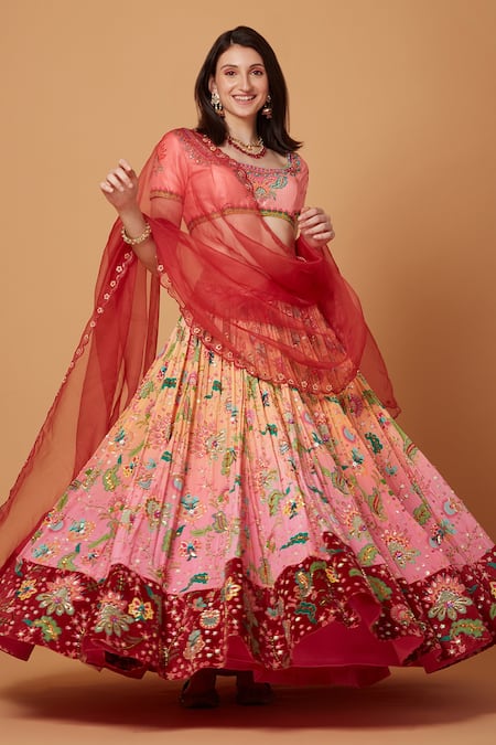Buy Siddhartha Bansal Peach Organza, Suede, Crepe Sequins, Beads And Embroidered Bridal Lehenga Set at Aza Fashions Buy_Siddhartha Bansal_Peach Organza, Suede, Crepe Sequins, Beads And Embroidered Bridal Lehenga Set _at_Aza_Fashions