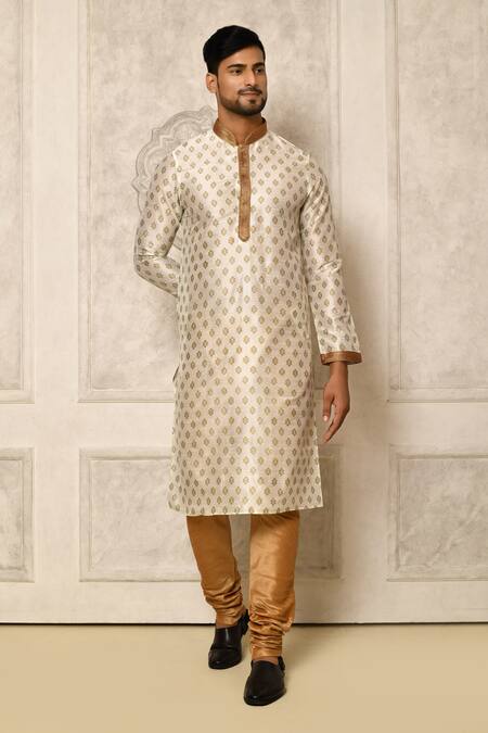 Naintara Bajaj White Kurta Dhupion Print Geometric Pattern Set 