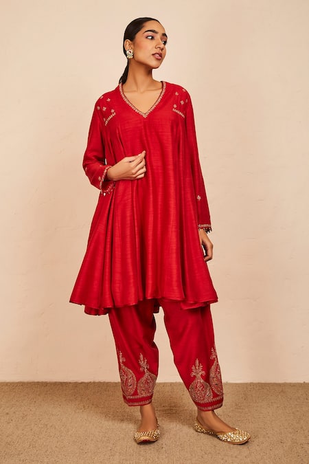 Sue Mue Zari Embroidered Neckline Anarkali & Salwar Set 