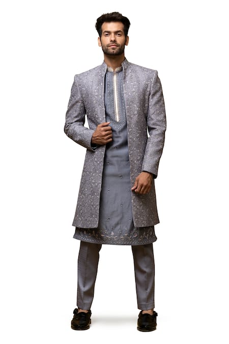 Asuka Chanderi Silk Embroidered Sherwani Set 