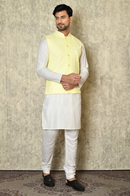 Aryavir Malhotra Chikankari Embroidered Bundi & Kurta Set 