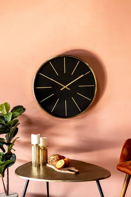Logam Black Mild Steel And Glass Hudson Wall Clock