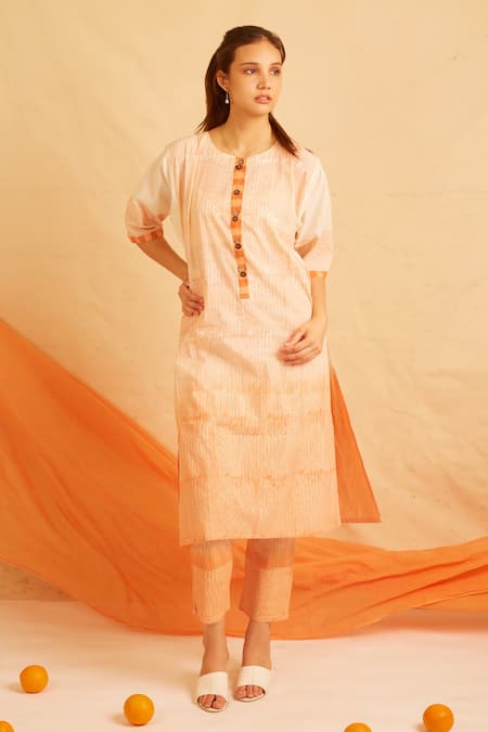BANANA labs Delight Cotton Geometric Print Kurta & Pant Set 
