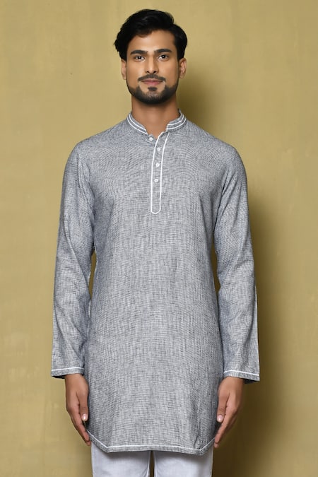 Aryavir Malhotra Checkered Pattern Short Kurta 