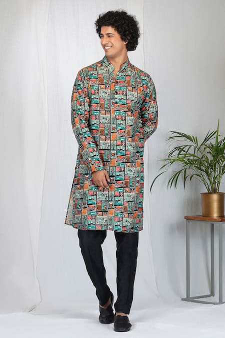 Eleven Brothers Art Gallery Print Kurta & Pant Set 