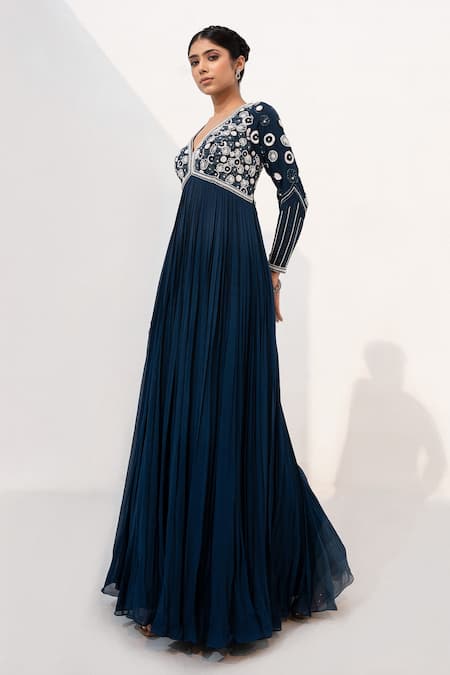 Nayna Kapoor Floral Sequin Embellished Bodice Anarkali 