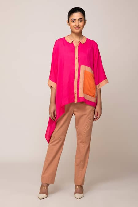 Ekavira Champa Color Block Shirt & Daisy Brown Pant Set 