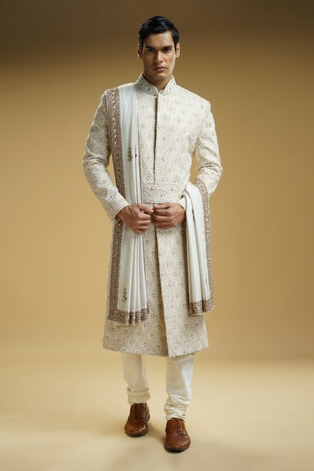 Kommal Sood Jaal Embroidered Sherwani Set With Stole 