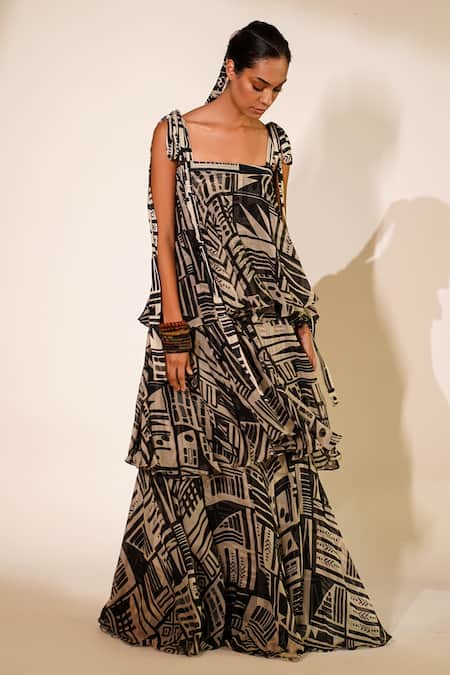 Nikita Mhaisalkar Printed Tiered Gown 