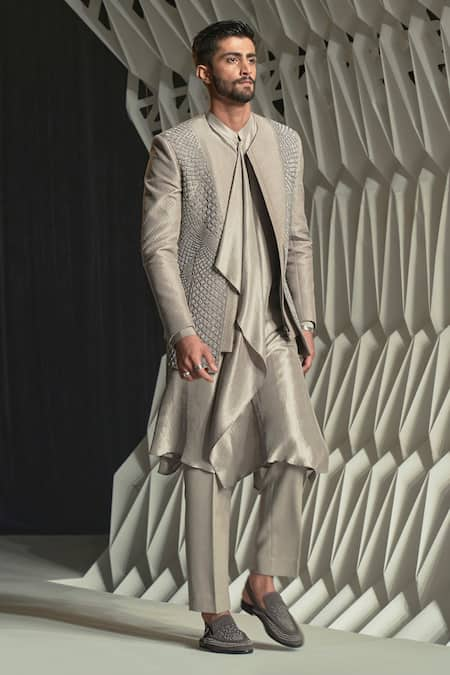 Rohit Gandhi + Rahul Khanna Ashlar Draped Kurta 