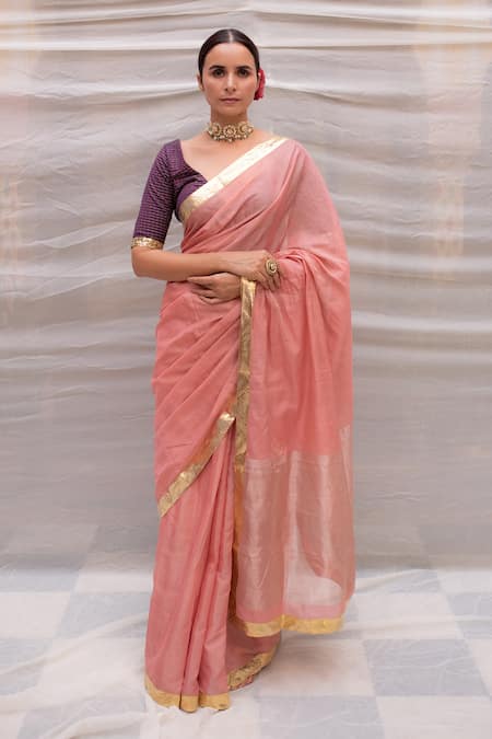 Buy Pink Pure Chanderi Silk Saree for Women Silk Saree for Wedding Girls  and Women 2023 Online in India - Etsy