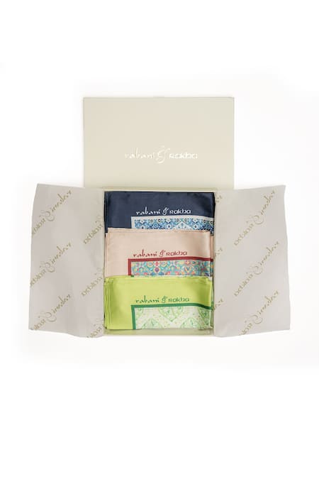 Rabani & Rakha Floret Print Pocket Square Gift Box - Set of 3 