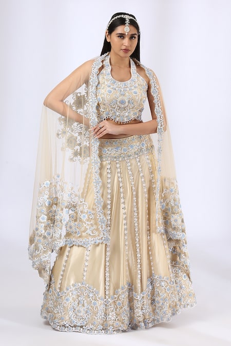 Neha Gursahani 3D Floral Embroidered Lehenga Set 