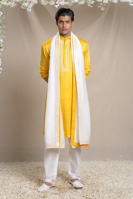 Sanjev Marwaaha Sequin Embellished Placket Kurta Pant Set 