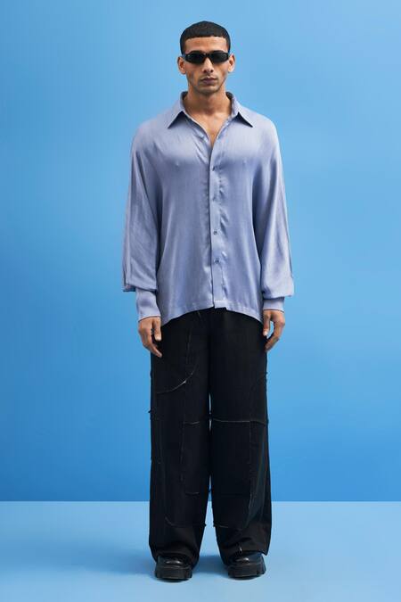 Siddhant Agrawal Blue 100% Cotton Oversized Batwing Shirt