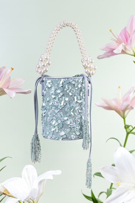 Buy Silver Color Faux Leather Sequin Tote Bag with Handle Drop and Strap at  ShopLC.