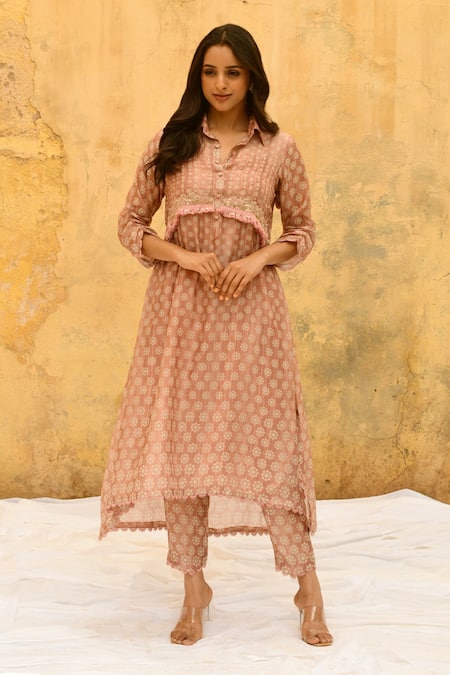 Buy Maya Black Leheriya Banarasi Silk Embroidered Kurta With Orange Colour  Georgette Pants by Designer PAYAL SINGHAL Online at Ogaan.com
