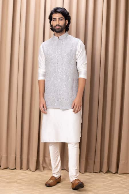 Ankit V Kapoor Zain Sequin Embroidered Bundi & Kurta Set 