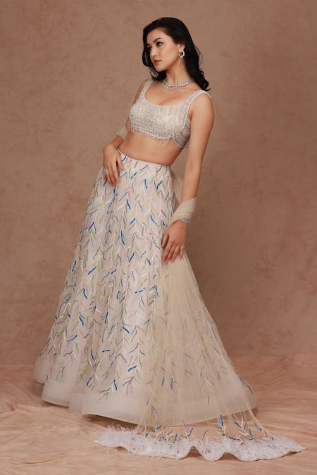 SHRIYA SOM Sequin & Crystal Embellished Bridal Lehenga Set 