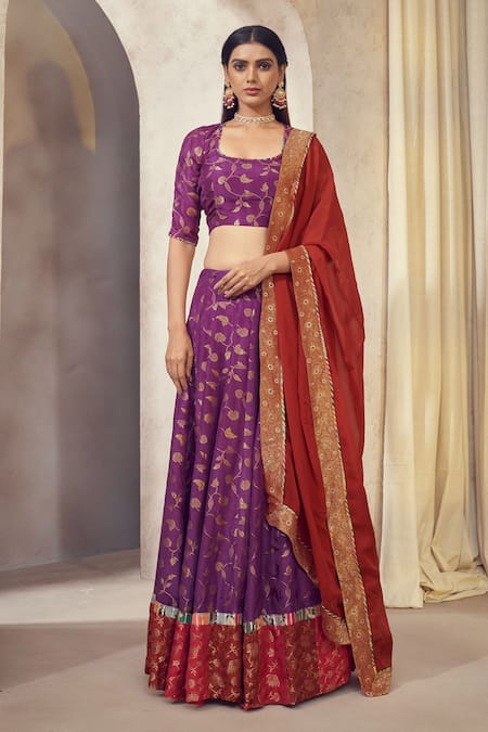 Purple color Mirror work Designer Lehenga choli for Wedding & Engageme – BL  Fabric