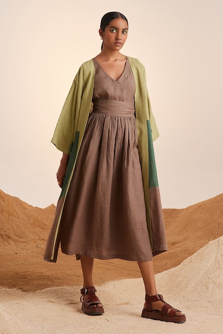 Cord Freya Color Block Cape With Dress 