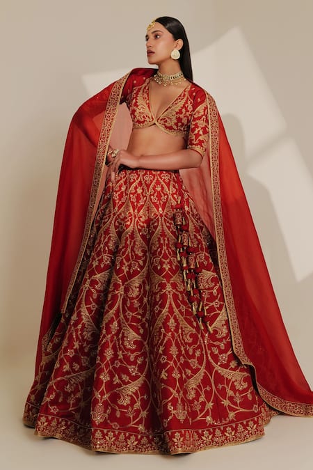 Taisha Zari Jaal Embroidered Bridal Lehenga Set 