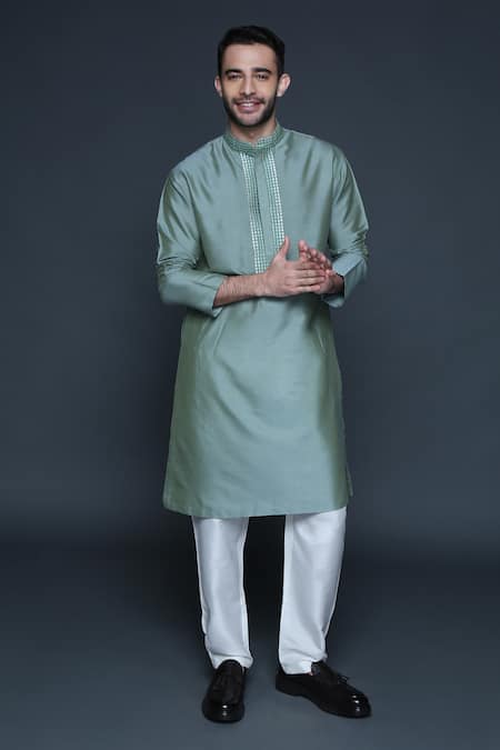 Sanjev Marwaaha Resham Embroidered Placket Kurta Set 