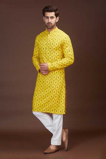 Buy Kasbah Yellow Georgette, Cotton Sequins, Embroidery Thread Work Kurta Set at Aza Fashions Buy_Kasbah_Yellow Georgette, Cotton Sequins, Embroidery Thread Work Kurta Set _at_Aza_Fashions