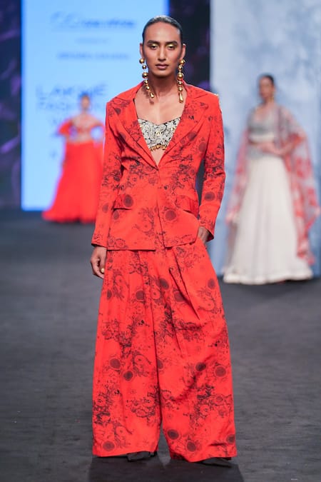 Bhumika Sharma Blossom Print Jacket & Flared Pant Set 