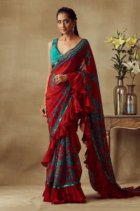 Shilpi Gupta Geometric Print Saree With Blouse 