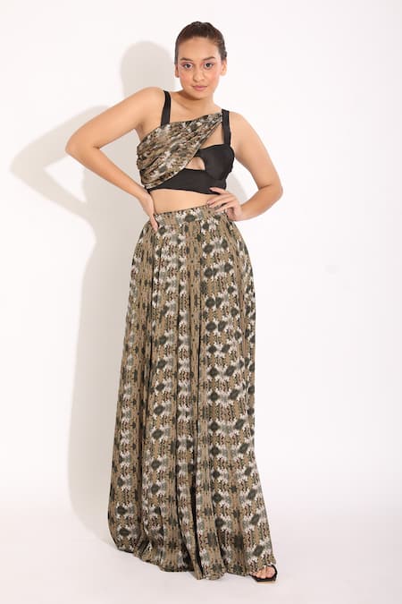 Studio Surbhi Digital Print Bustier & Kalidar Skirt Set 