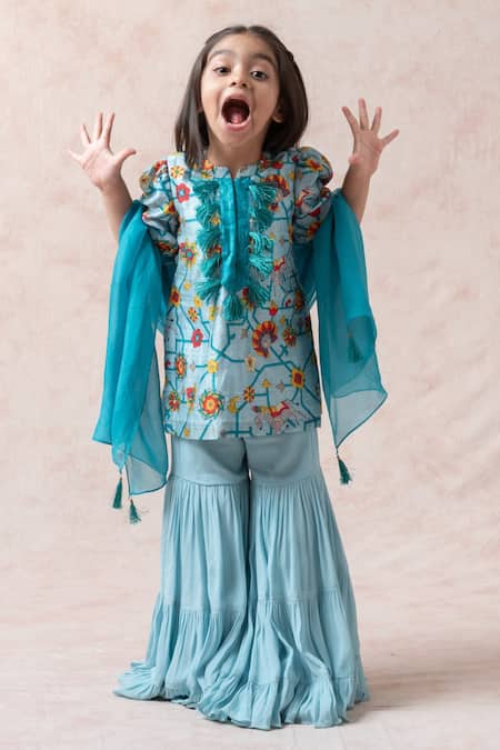 Thetaa Floral Print Kurta Gharara Set 