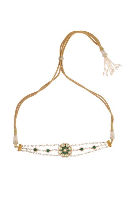 MAISARA JEWELRY Gold Plated Pearl Embellished Floral Choker Necklace