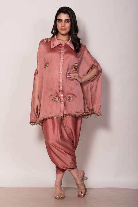 Vara by Vibha n Priti Flower Hand Embroidered Tunic With Dhoti Pant 