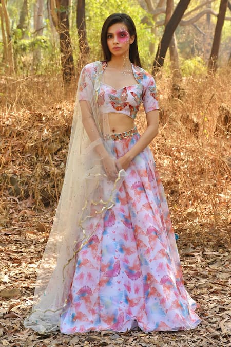 Disha Kahai Butterfly Print Lehenga Set 