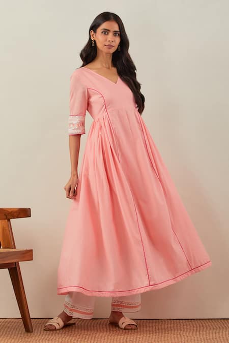 TIC Cotton V Neck Anarkali & Palazzo Set 