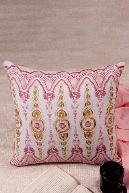 Khaabka Embroidered Cotton Linen Cushion Cover - Set of 2 