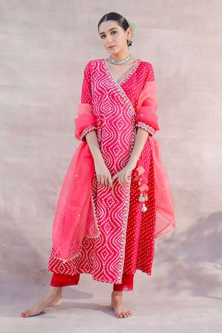 Label Mansi Nagdev Falak Chanderi Silk Printed Angrakha Set 