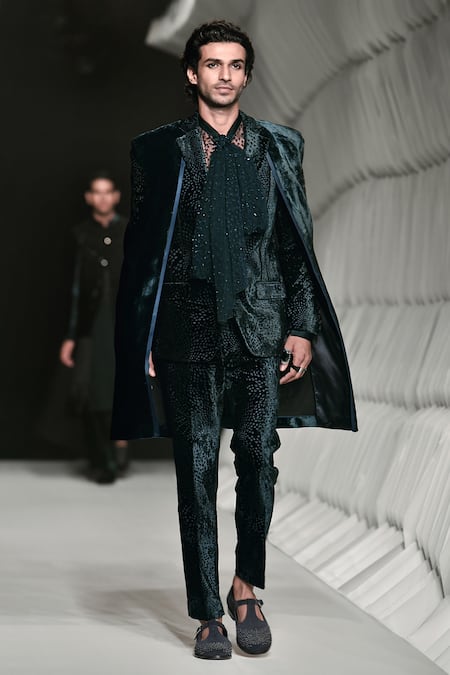 Rohit Gandhi + Rahul Khanna Silk Velvet Supernova Tuxedo 