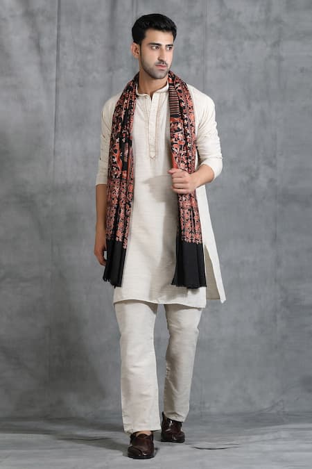 DUSALA Handwoven Cashmere Fine Wool Nalki Pinzra Design Stole 