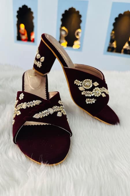 Heels with hot sale embroidered flowers