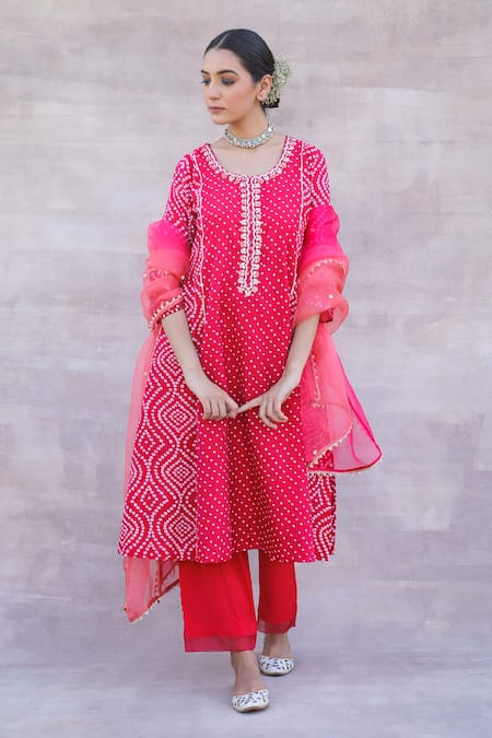 Label Mansi Nagdev Azal Chanderi Silk A-Line Kurta Set 