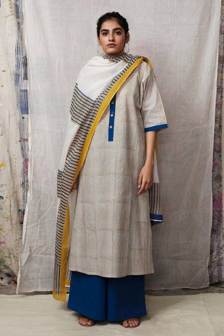 Banana Labs White Cotton Pattern Dupatta