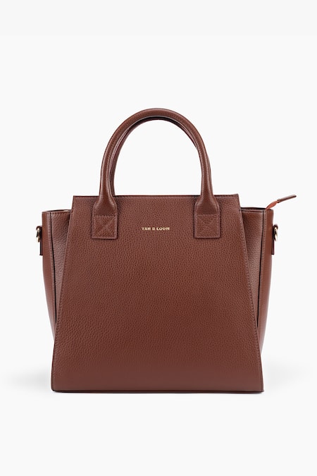 Tan & Loom Brown Textured Genuine Leather Handbag 